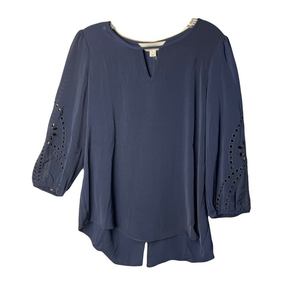 Market & Spruce | New Navy Blue Hersten Embroidery Eyelet Top, Medium - Picture 1 of 9